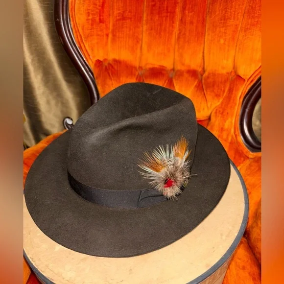 New Vintage Royal Stetson Hat, Brown Felt, Brown Band, Fedora, Size 7 1/8​ - Picture 2 of 11